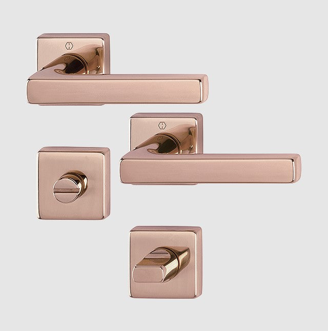 Hoppe Dallas lever complete with bathroom turn copper-coloured polished