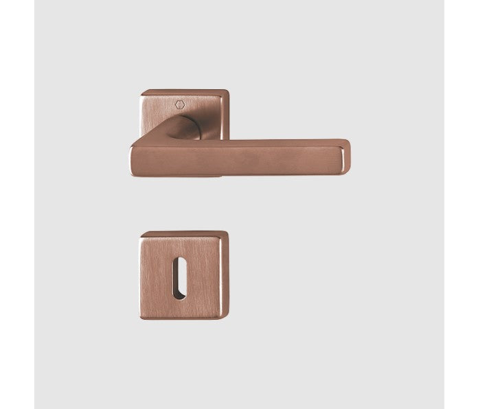 Hoppe Dallas satin copper lever complete with lever key escutcheons