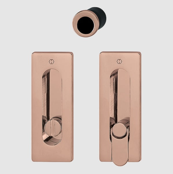 Hoppe Pocket door set - Emergency release / turn M464 Copper/ polished