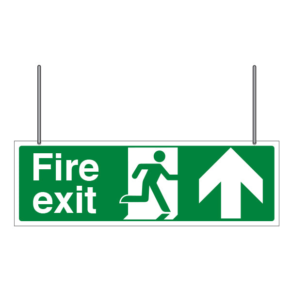 rainbow dse 02 double sided fire exit arrow up sign