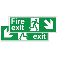 Rainbow DDFE.07 Double Sided Fire Exit Arrow Left Down/Right Down Sign