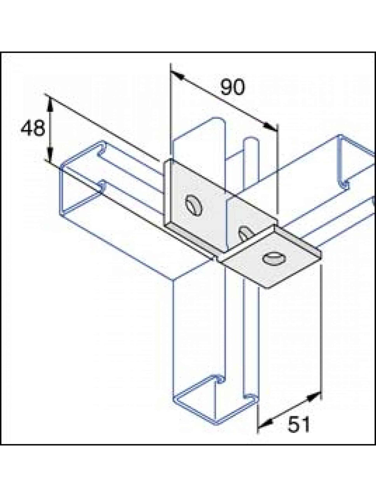 Unistrut P1037 90 Degree Angle Bracket 3 Hole Hot Dip Galvanised