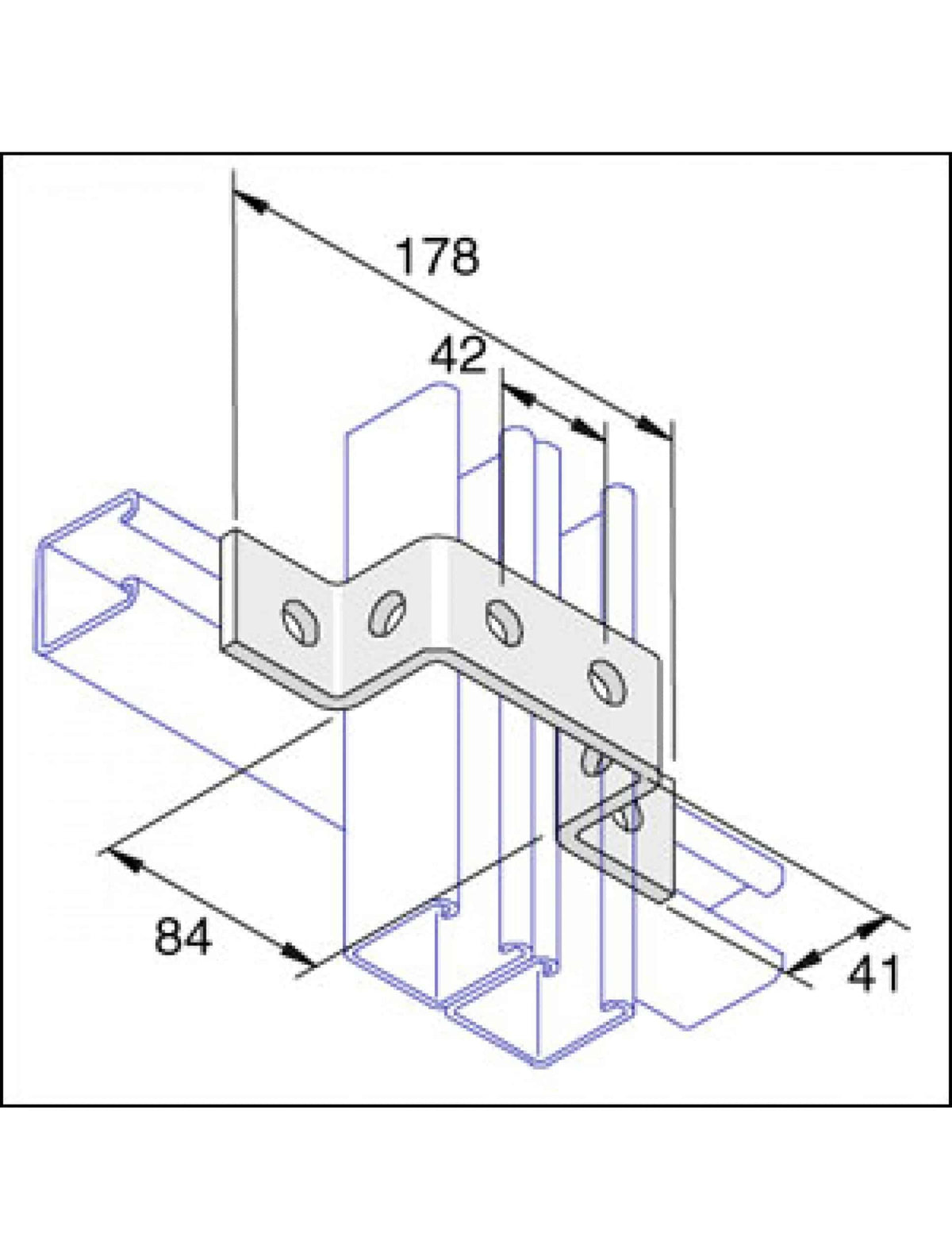 Unistrut P1043 6-Hole U Shape Channel Bracket Hot Dip Galvanised