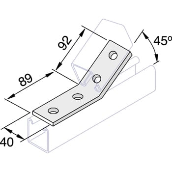 Unistrut P1074SS Stainless Steel 316 45 Degree Angle Bracket 2 Hole (1x1)