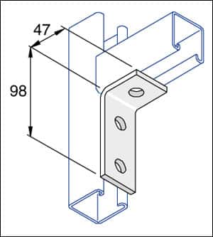 Unistrut P1346 90 Degree Angle Bracket 2 Hole (1x1) Hot Dip Galvanised