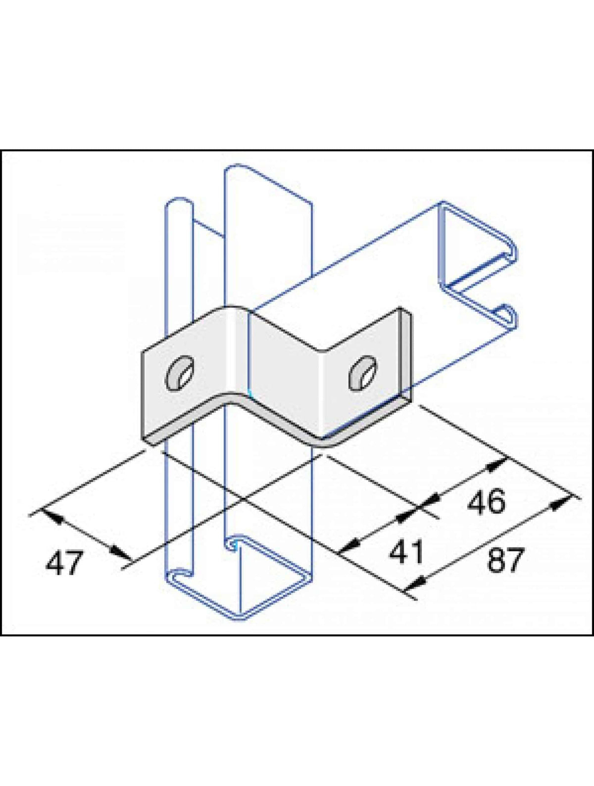 Unistrut P1347 2-Hole Z Shape Channel Bracket Hot Dip Galvanised