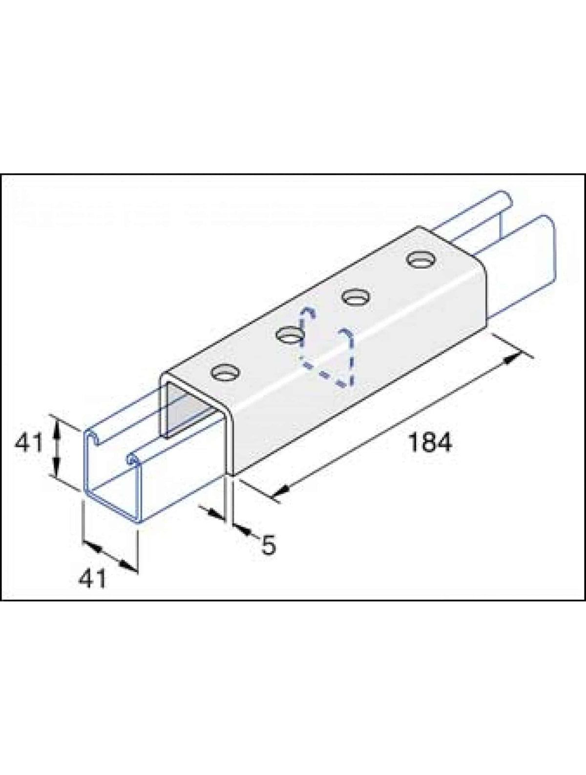 Unistrut P1377 4-Hole U Shaped Fitting Hot Dip Galvanised