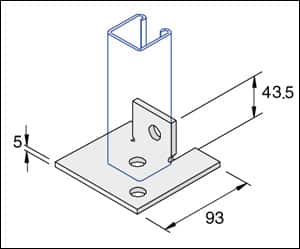 Unistrut P2072-S2 Single Channel Base Floor Bracket Fittings 41x41 Hot Dip Galvanised
