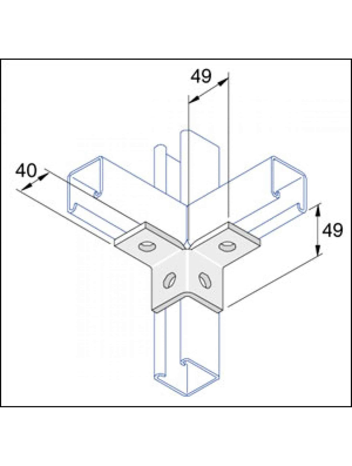 Unistrut P2223 90 Degree 4-Hole Wing Angle Brack Hot Dip Galvanised