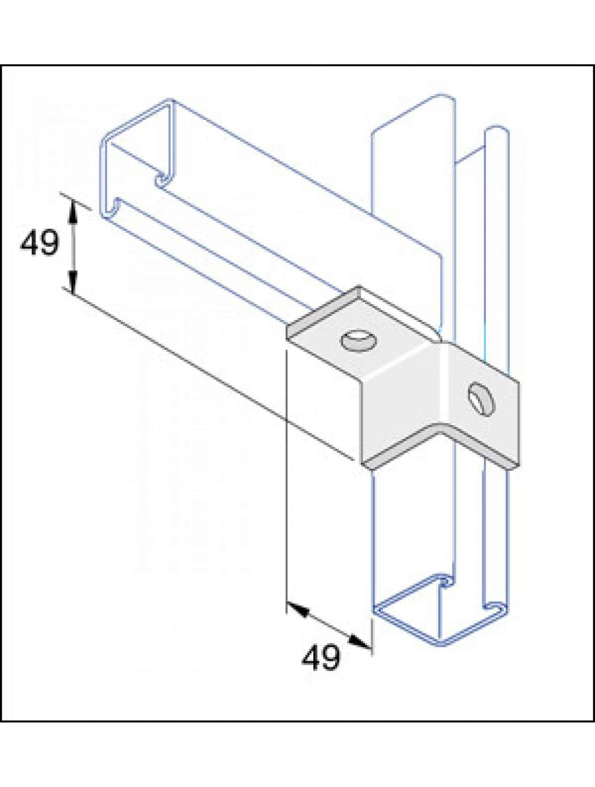 Unistrut P2341L 90 Degree Left Hand Wing Angle Brack Hot Dip Galvanised