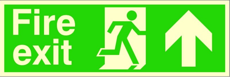 Rainbow PP05 Photoluminescent Fire Exit Arrow Up 300x100mm