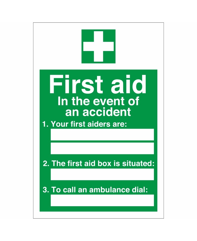 Rainbow FA 08F In the Event of an Accident First Aid Sign