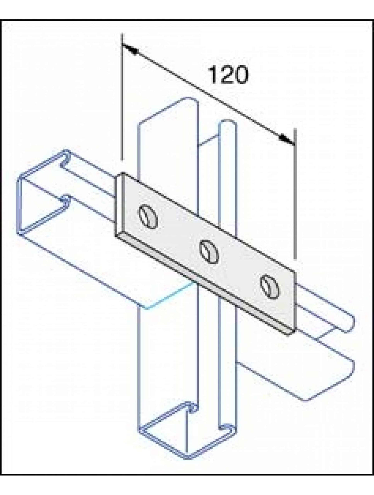 Unistrut P1066SS Stainless Steel 316 Flat Plate Channel Support Bracket 3 Hole