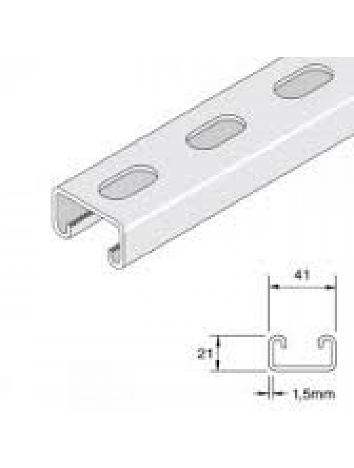 Unistrut P4000TX3 41x21 Pre-Galvanised Slotted Channel 3m Light Duty