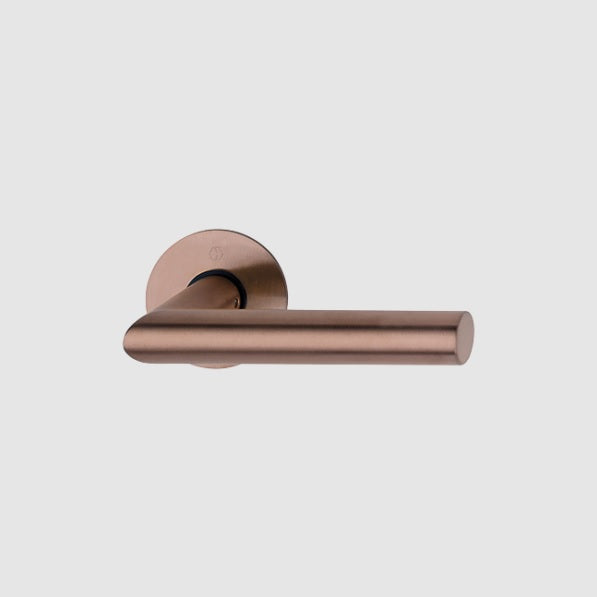 Hoppe QuickFit Plus Amsterdam Copper Coloured Satin Lever on Round Rose