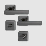 Hoppe Dallas lever complete with bathroom turn Polished black