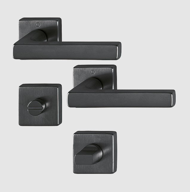 Hoppe Dallas lever complete with bathroom turn satin black