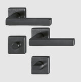 Hoppe Dallas lever complete with bathroom turn satin black