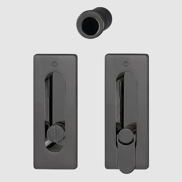 Hoppe Pocket door set - Emergency release / turn M464 Polished Black