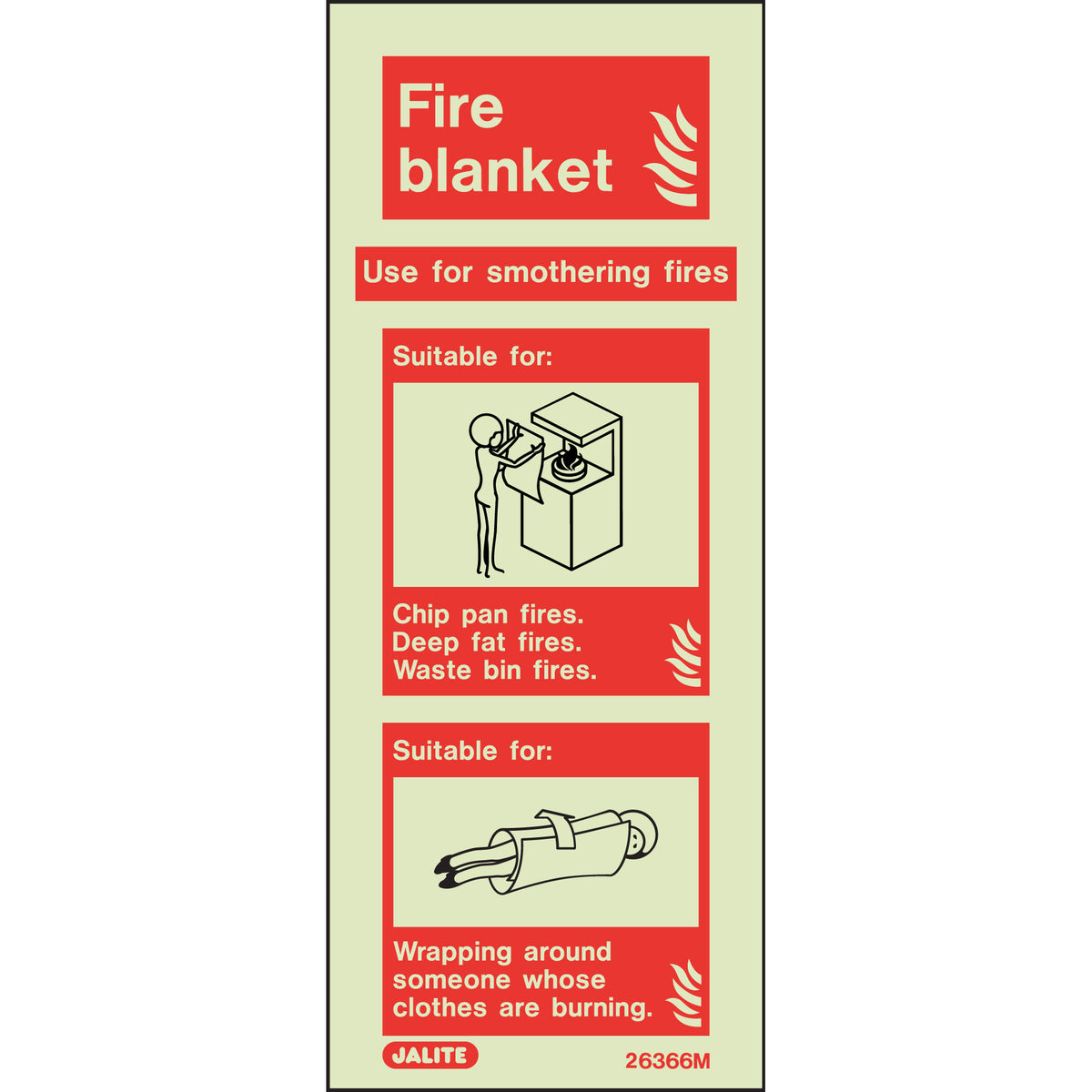 rainbow pp 564 photoluminescent fire blanket fire extinguisher identification sign