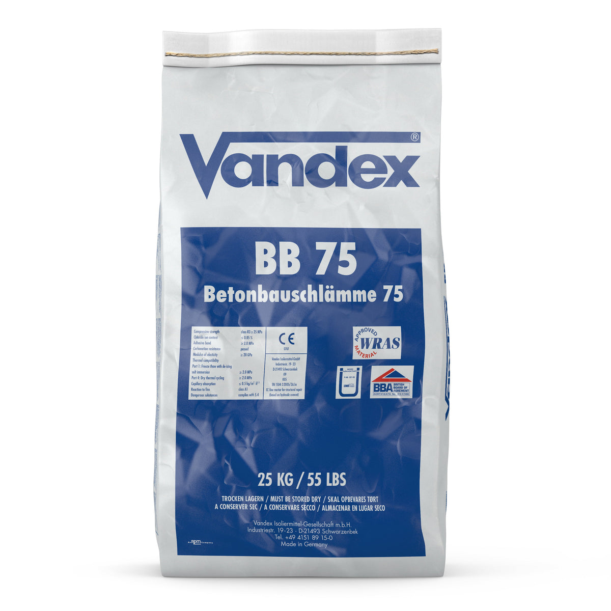 Vandex BB75 Z Waterproofing Slurry For Sewage Treatment Plants 25KG