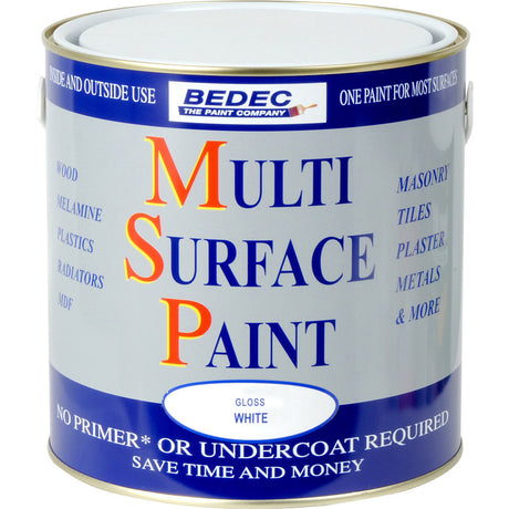 bedec multi surface paint gloss soft white 2.5ltr