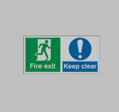 Fire Exit Keep Clear 150 x 450mm Self Adhesive