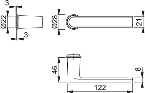 Hoppe M1642/845 Brass Handle Set on Mini Rose without Escutcheons for Interior Doors