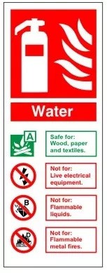 Rainbow FI-07N Water Fire Extinguisher ID Sign 80x200mm