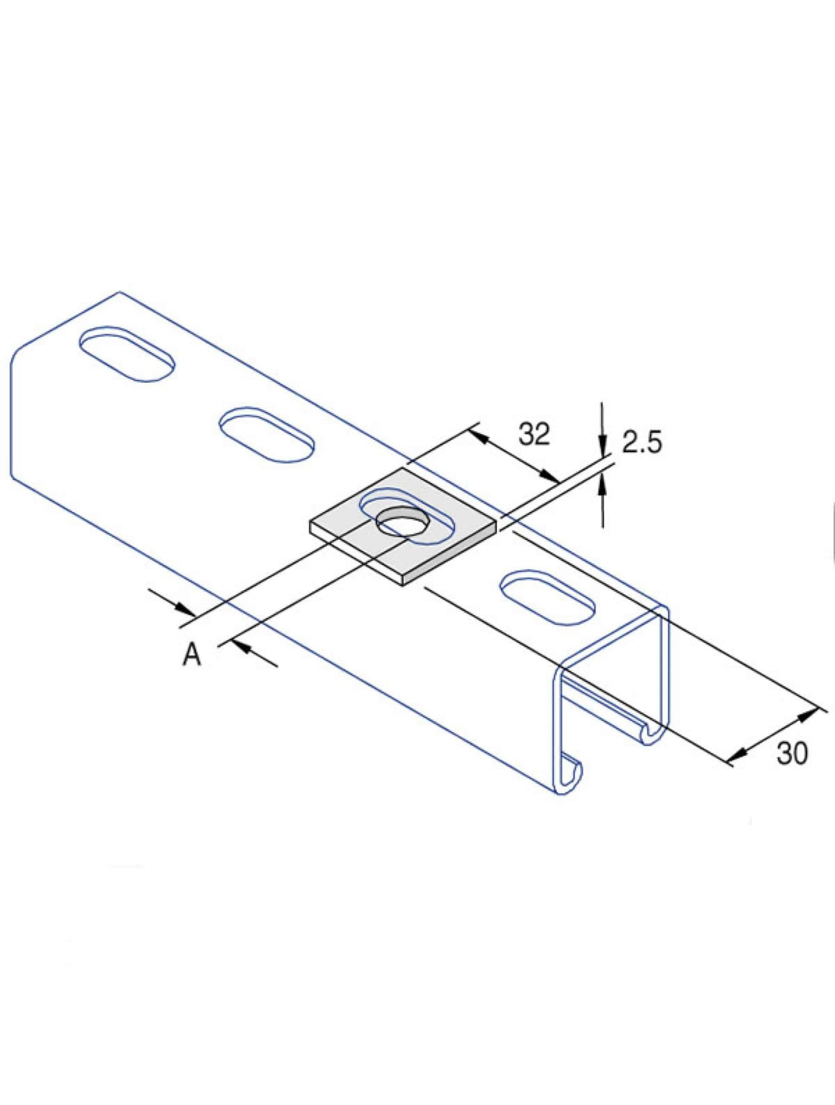 Unistrut P1020SS Stainless Steel 316 Flat Plate Bracket M10 / M12 Square Plate Washer
