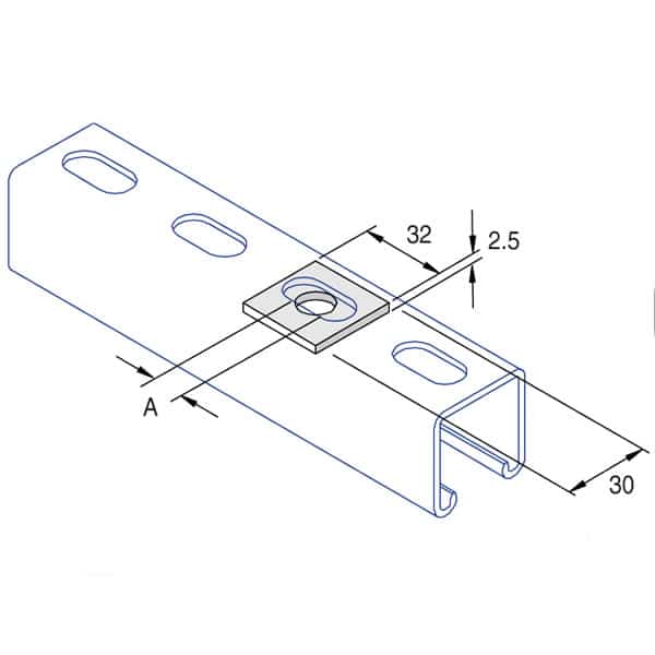 Unistrut P1020 Flat Plate Bracket M10 / M12 Square Plate Washer Hot Dip Galvanised