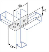 Unistrut P1038 90 Degree Angle Bracket 4 Hole (3x1) Hot Dip Galvanised