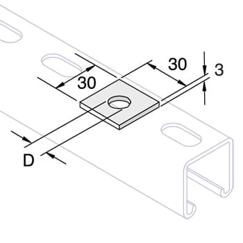 Unistrut P1063T Flat Plate Bracket M10 Square Plate Washer Pre-Galvanised