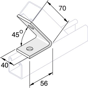 Unistrut P1033 45 Degree Angle Bracket 2 Hole (1x1) Hot Dip Galvanised