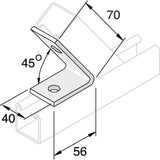 Unistrut P1033 45 Degree Angle Bracket 2 Hole (1x1) Hot Dip Galvanised
