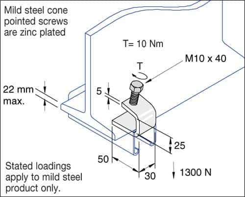 Unistrut P1272 Beam Clamp C-Type Hot Dip Galvanised