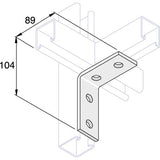 Unistrut P1325SS Stainless Steel 316 90 Degree Angle Bracket 4 Hole (2x2)