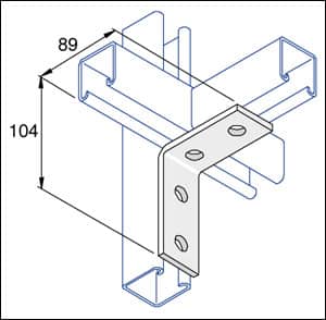 Unistrut P1026SS Stainless Steel 316 90 Degree Angle Bracket 2 Hole (1x1)