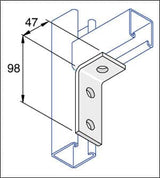 Unistrut P1346 90 Degree Angle Bracket 2 Hole (1x1) Hot Dip Galvanised