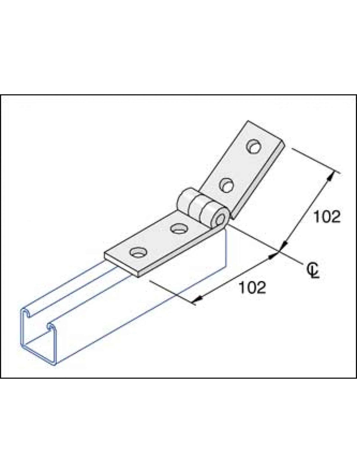 Unistrut P1354 Hinged Angle Bracket 4 Hole (2x2) Zinc Plated