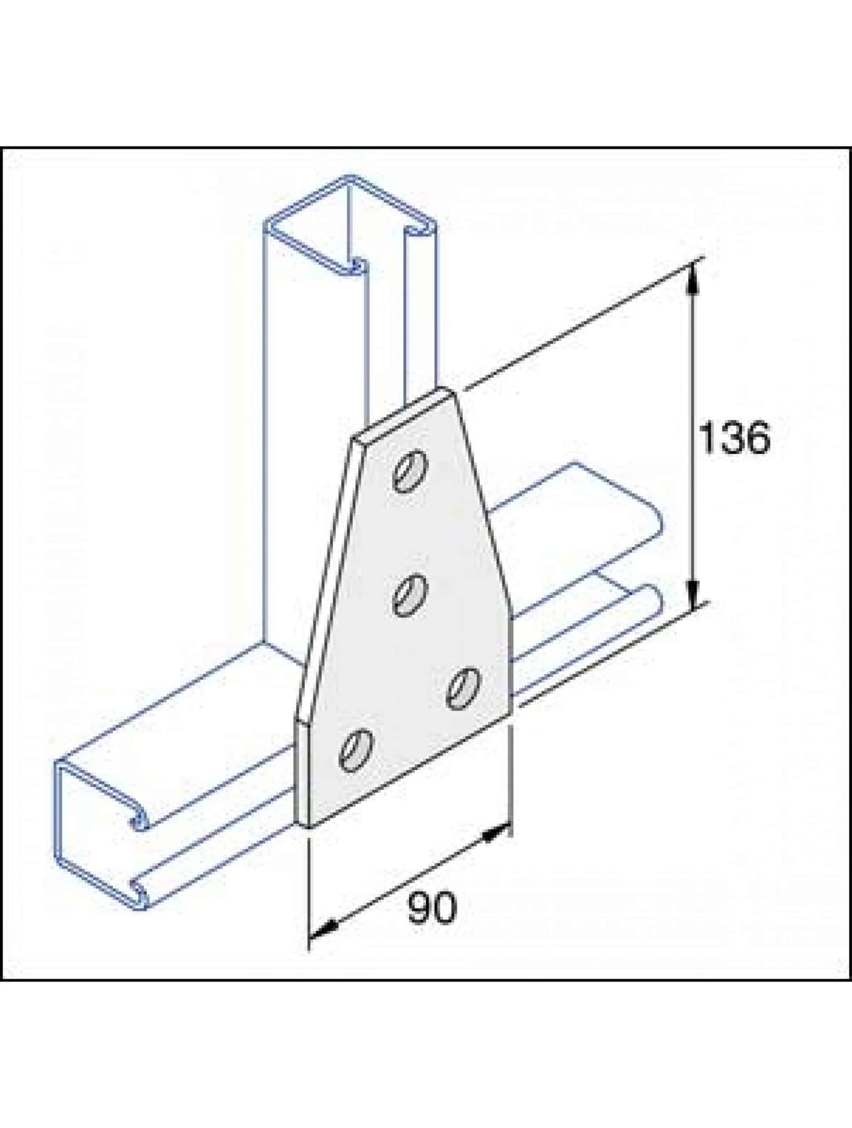 Unistrut P1358 Flat Plate Bracket 4 Hole Fitting Hot Dip Galvanised