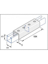Unistrut P1377 4-Hole U Shaped Fitting Hot Dip Galvanised