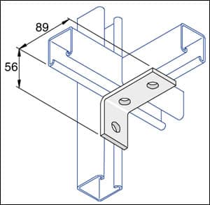 Unistrut P1458 90 Degree Angle Bracket 3 Hole (2x1) Hot Dip Galvanised