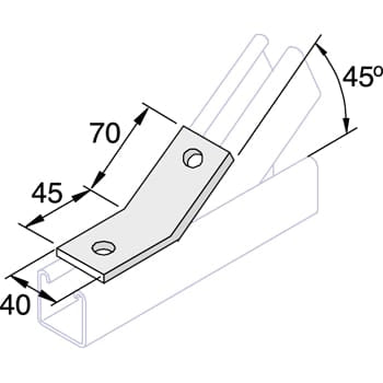 Unistrut P1546 45 Degree Angle Bracket 2 Hole (1x1) Hot Dip Galvanised