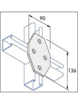 Unistrut P1580 Flat Four-Way Plate Hot Dip Galvanised