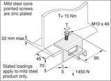 Unistrut P1796-A Steel Window Bracket Beam Clamp 41x21mm Hot Dip Galvanised