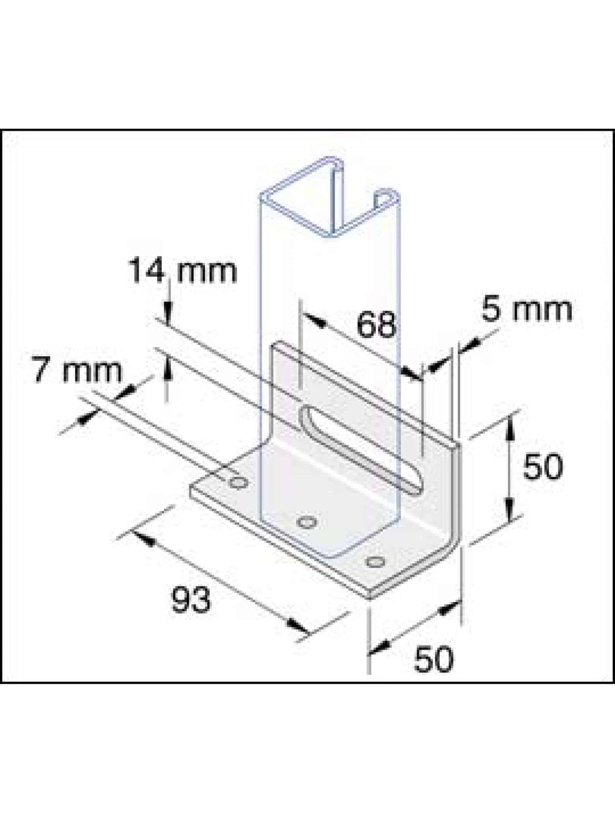 Unistrut P2072-S3 Channel Base Floor Bracket Fittings Hot Dip Galvanised