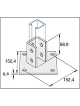 Unistrut P2072A Double Fix 2-Hole Channel Base Floor Bracket Fittings 41x41 Hot Dip Galvanised