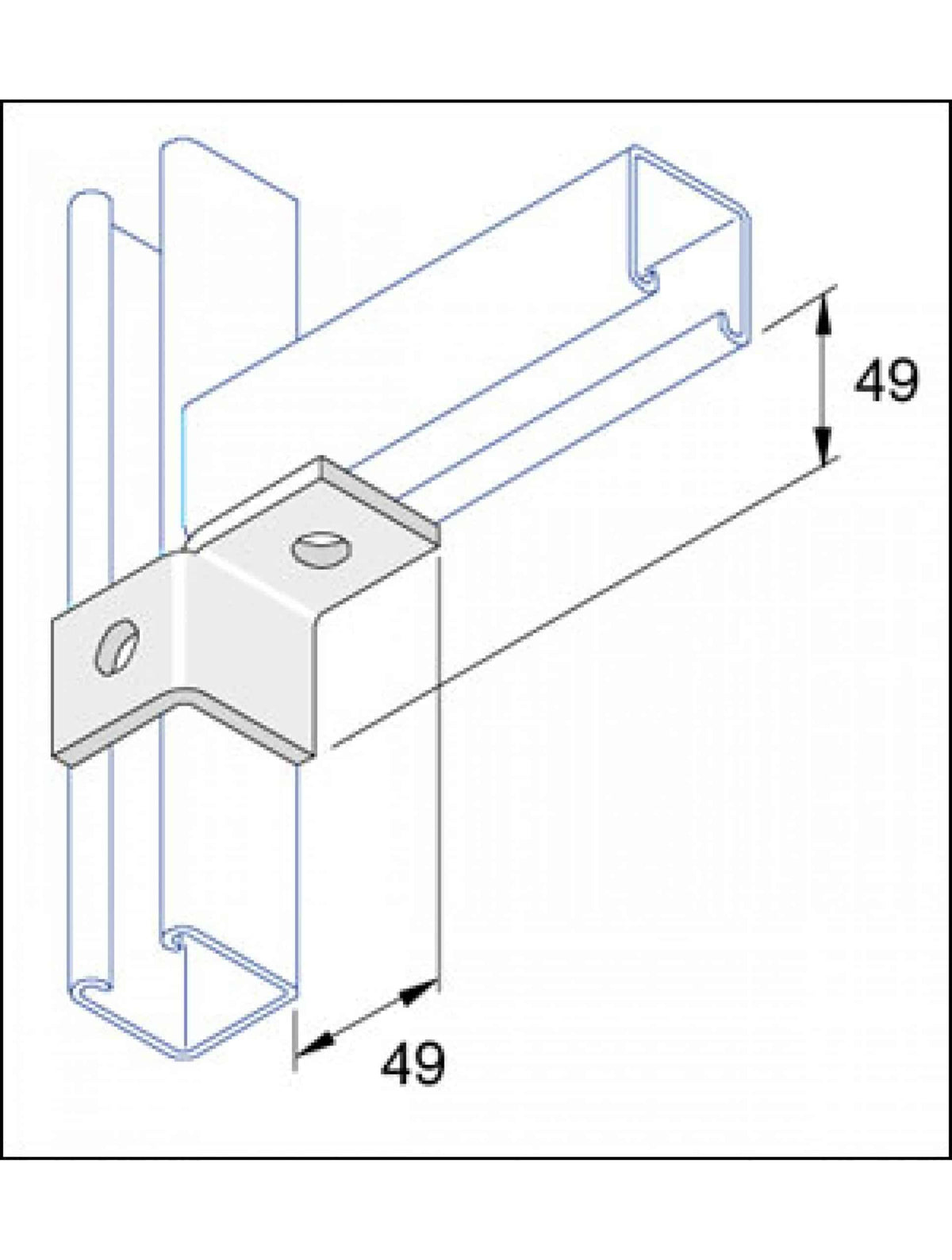 Unistrut P2341R 90 Degree Right Hand Wing Angle Brack Hot Dip Galvanised