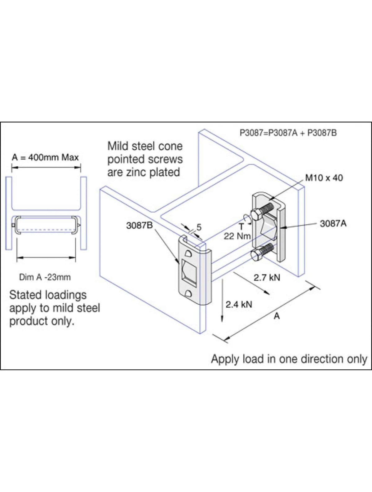 Unistrut P3087 Beam Clamp Hot Dip Galvanised